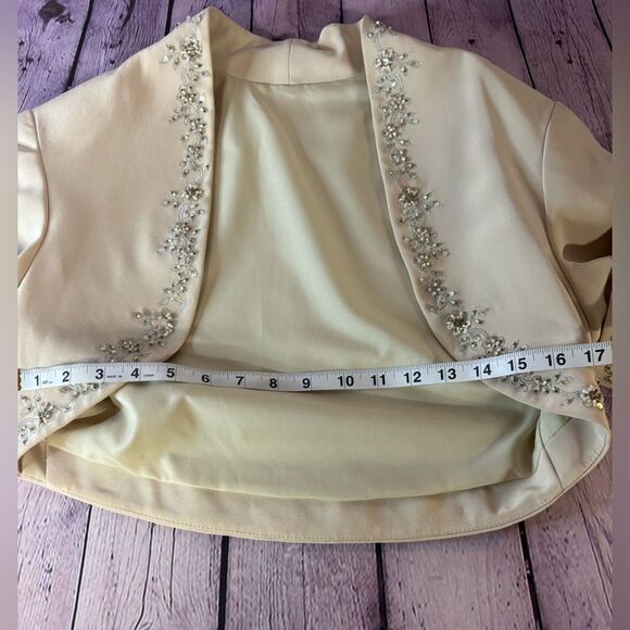 Mori Lee Ecru Beige Classic Crystal Beaded Embellished Full Evening Dress Size 8 - Picture 15 of 15